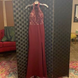 Burgundy floor length gown